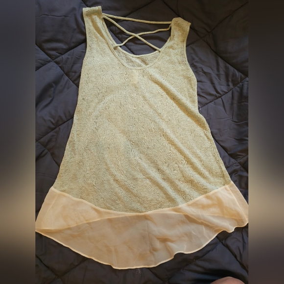 Silvergate high low tunic tank top in aqua and white size Medium - Picture 3 of 3